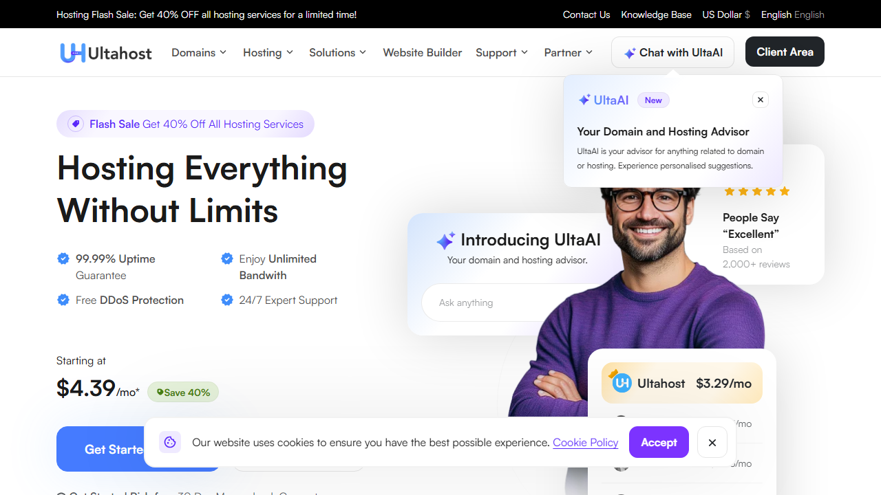 Ultahost 官网首页截图