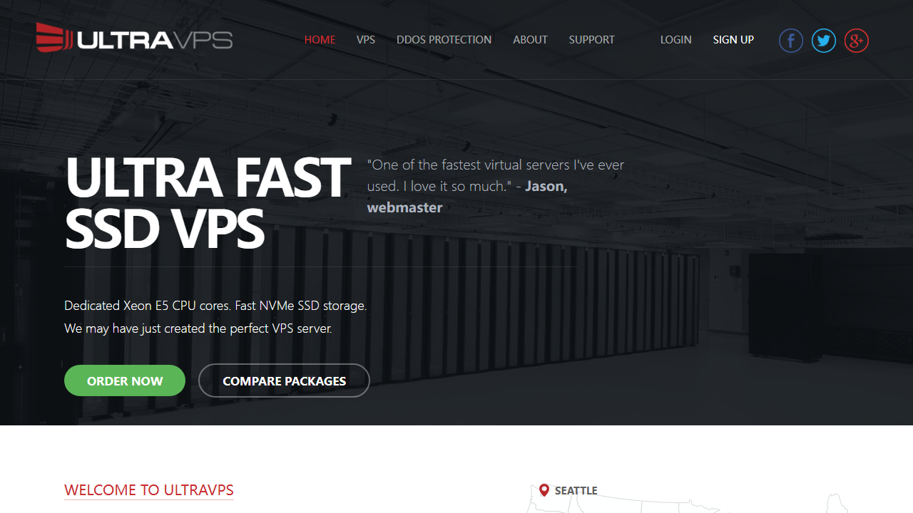 UltraVPS 官网首页截图