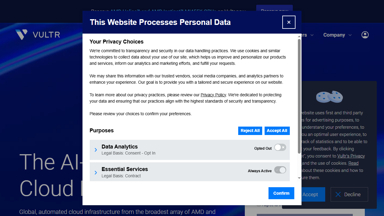 Vultr 官网首页截图