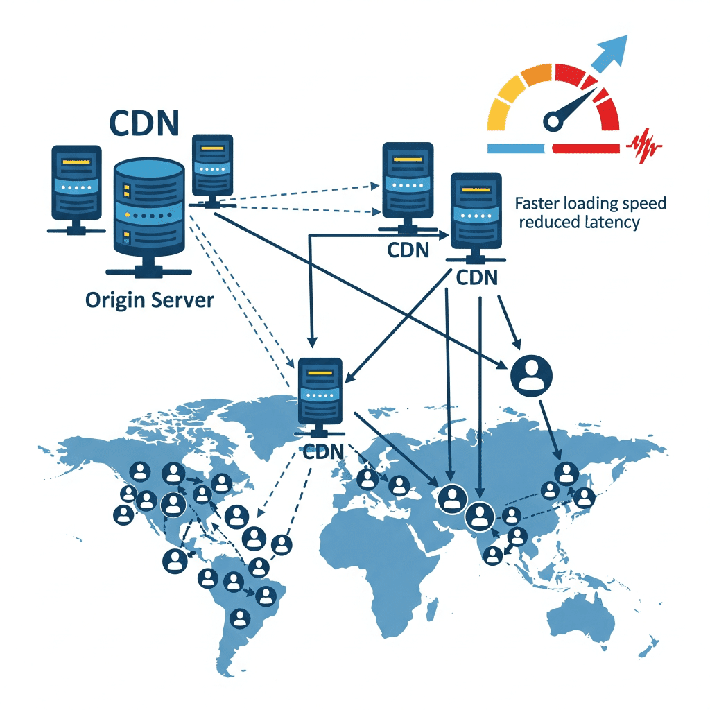 展示 CDN 如何为用户工作的示意图