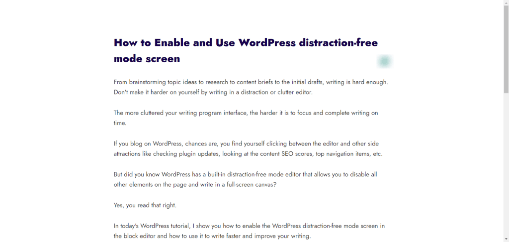 WordPress 块编辑器中的全屏模式