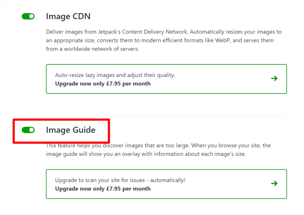 Jetpack Boost Image Guide 设置