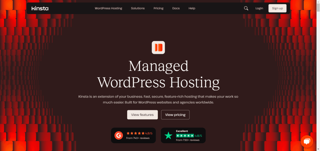 Kinsta 托管 WordPress 托管落地页