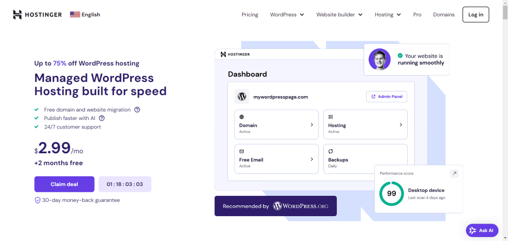 Hostinger 托管 WordPress 托管平台