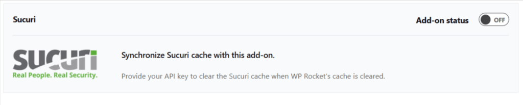 WP Rocket Sucuri 附加组件选项卡