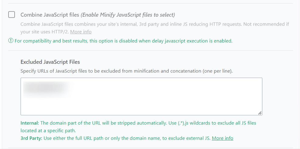 WP Rocket 禁用合并 JS 文件选项